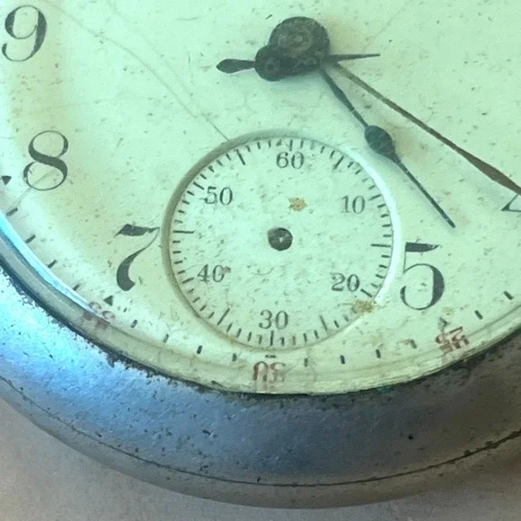 Vintage Elgin Pocket Watch Subdial Crown Stopper Parts Or Repair - Picture 5 of 11